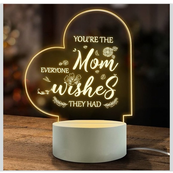 Other - Heart Shaped Mom Lamp LED Night Light Youre The Mom Everyone Wis… Adoreable Gift